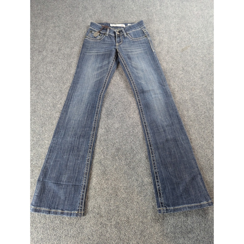Tin Haul Jeans Womens 24R Blue Arrow Pockets Whisker Front Western 32" Inseam